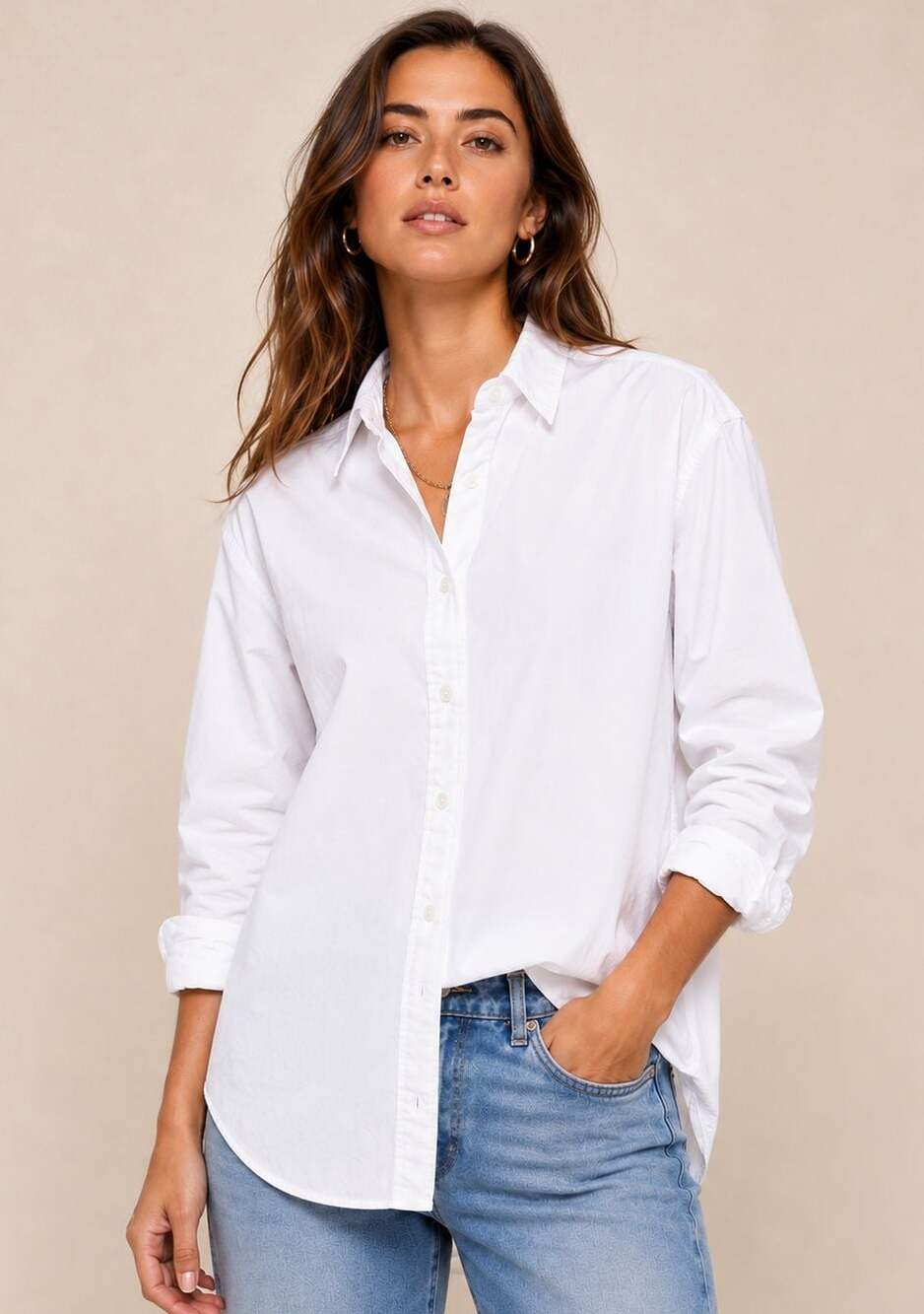J. Crew women’s Relaxed Fit cotton poplin White Button-Down Shirt